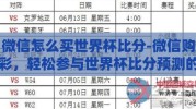 微信怎么买世界杯比分-微信购彩，轻松参与世界杯比分预测的指南