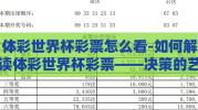 体彩世界杯彩票怎么看-如何解读体彩世界杯彩票——决策的艺术与风险识别