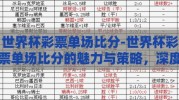 世界杯彩票单场比分-世界杯彩票单场比分的魅力与策略，深度洞察与理智选择