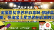 淘宝能买世界杯彩票吗-揭秘真相，在淘宝上买世界杯彩票的可行性分析