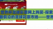 世界杯足球彩票网上购买-探索最前沿的足球彩票市场——世界杯之际的网上购买热潮