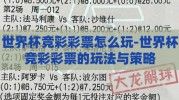 世界杯竞彩彩票怎么玩-世界杯竞彩彩票的玩法与策略