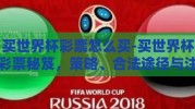 买世界杯彩票怎么买-买世界杯彩票秘笈，策略、合法途径与注意事项