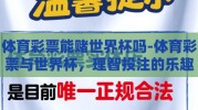 体育彩票能赌世界杯吗-体育彩票与世界杯，理智投注的乐趣