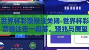 世界杯彩票投注关闭-世界杯彩票投注告一段落，预兆与展望