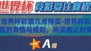 世界杯彩票几点停买-世界杯彩票的激情与规则，购买截止时间全解析