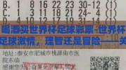 喝酒买世界杯足球彩票-世界杯足球激情，理智还是冒险——关于喝酒与买彩票的微妙平衡