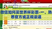 微信如何买世界杯彩票-一、熟悉官方或正规渠道