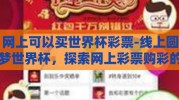 网上可以买世界杯彩票-线上圆梦世界杯，探索网上彩票购彩的便捷与魅力