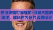在那里赌世界杯的-欲罢不能的赌注，那场世界杯的诱惑探寻