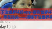 下注世界杯的app-精彩世界杯，尽在指尖——揭秘下注世界杯的APP新体验
