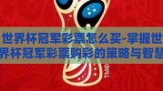世界杯冠军彩票怎么买-掌握世界杯冠军彩票购彩的策略与智慧
