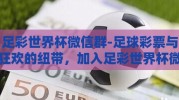 足彩世界杯微信群-足球彩票与狂欢的纽带，加入足彩世界杯微信群的那些事儿