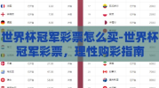世界杯冠军彩票怎么买-世界杯冠军彩票，理性购彩指南