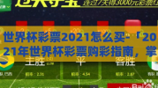 世界杯彩票2021怎么买-「2021年世界杯彩票购彩指南，掌握技巧，享受足球盛宴的另一面」