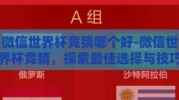 微信世界杯竞猜哪个好-微信世界杯竞猜，探索最佳选择与技巧