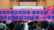 体育彩票世界杯串-体育彩票、世界杯与理性投注的乐趣——串关策略的深度剖析