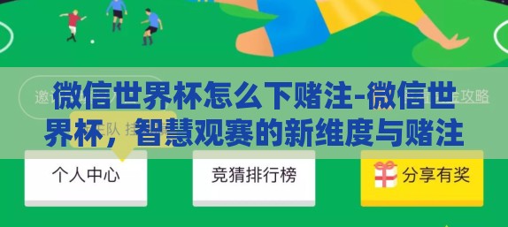 微信世界杯怎么下赌注-微信世界杯，智慧观赛的新维度与赌注的审慎考量