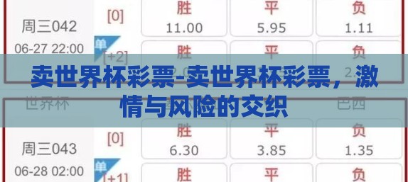 卖世界杯彩票-卖世界杯彩票，激情与风险的交织