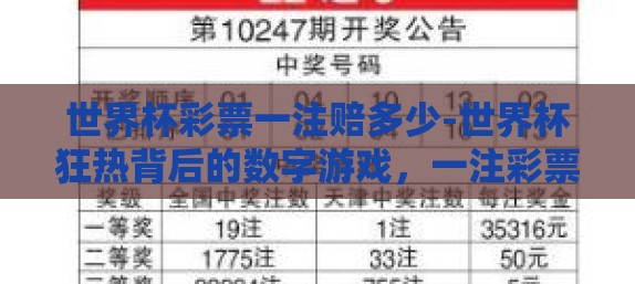 世界杯彩票一注赔多少-世界杯狂热背后的数字游戏,一注彩票的赔率奥秘 世界杯彩票一注赔多少-世界杯狂热背后的数字游戏,一注彩票的赔率奥秘