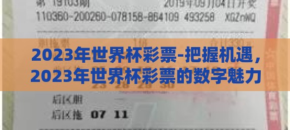 2023年世界杯彩票-把握机遇，2023年世界杯彩票的数字魅力与市场评析