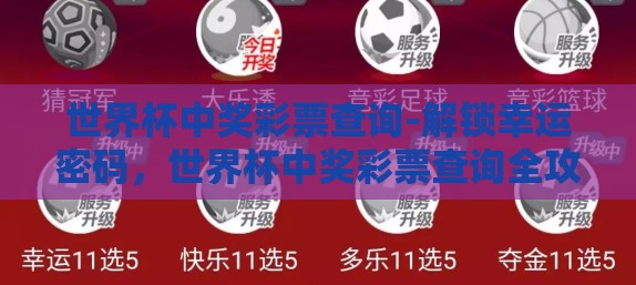 世界杯中奖彩票查询-解锁幸运密码，世界杯中奖彩票查询全攻略