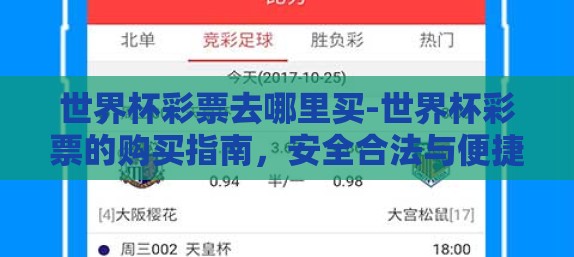 世界杯彩票去哪里买-世界杯彩票的购买指南，安全合法与便捷选择