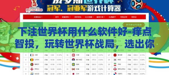 下注世界杯用什么软件好-痒点智投，玩转世界杯战局，选出你的胜利软件