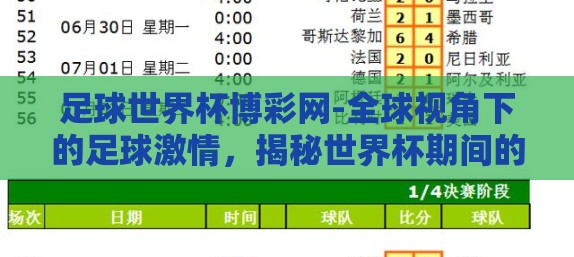 足球世界杯博彩网-全球视角下的足球激情，揭秘世界杯期间的博彩网现象