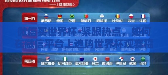 微信买世界杯-紧跟热点，如何在微信平台上选购世界杯观赛福利