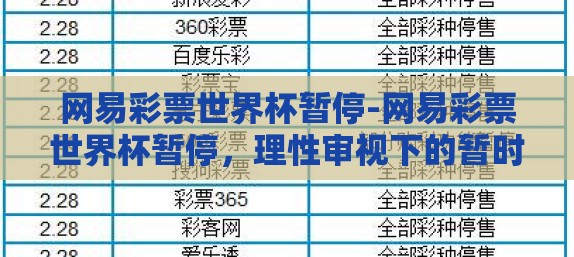 网易彩票世界杯暂停-网易彩票世界杯暂停,理性审视下的暂时休止符 网易彩票世界杯暂停-网易彩票世界杯暂停,理性审视下的暂时休止符