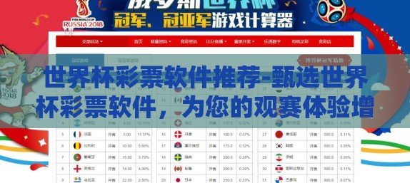 世界杯彩票软件推荐-甄选世界杯彩票软件，为您的观赛体验增添更多可能