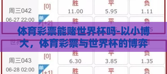 体育彩票能赌世界杯吗-以小博大,体育彩票与世界杯的博弈 体育彩票能赌世界杯吗-以小博大,体育彩票与世界杯的博弈