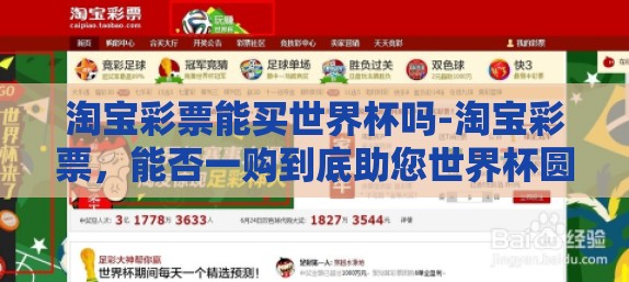 淘宝彩票能买世界杯吗-淘宝彩票，能否一购到底助您世界杯圆梦？