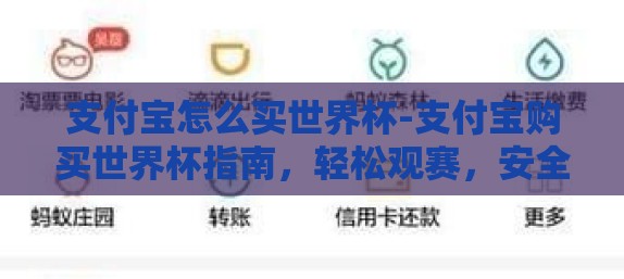 支付宝怎么买世界杯-支付宝购买世界杯指南，轻松观赛，安全支付的秘诀