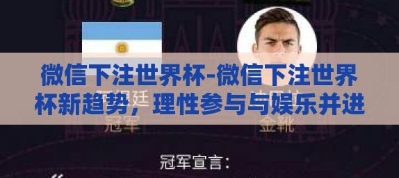 微信下注世界杯-微信下注世界杯新趋势，理性参与与娱乐并进