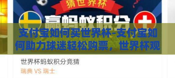 支付宝如何买世界杯-支付宝如何助力球迷轻松购票，世界杯观赛之旅的便捷之门