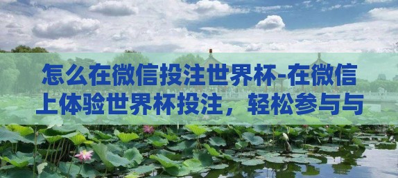 怎么在微信投注世界杯-在微信上体验世界杯投注，轻松参与与注意事项