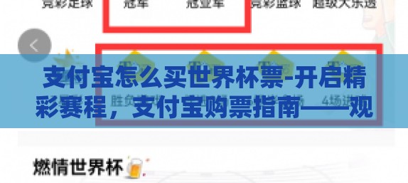 支付宝怎么买世界杯票-开启精彩赛程，支付宝购票指南——观看世界杯新体验