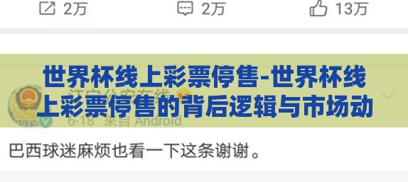 世界杯线上彩票停售-世界杯线上彩票停售的背后逻辑与市场动态调整
