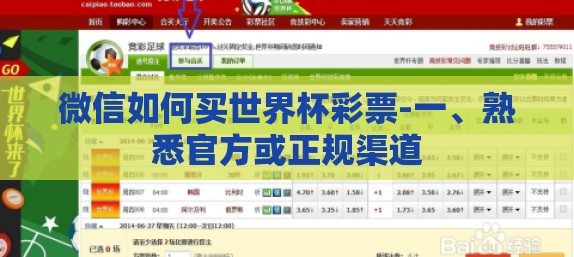 微信如何买世界杯彩票-一、熟悉官方或正规渠道
