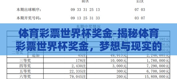 体育彩票世界杯奖金-揭秘体育彩票世界杯奖金，梦想与现实的交汇