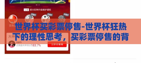 世界杯买彩票停售-世界杯狂热下的理性思考，买彩票停售的背后洞察