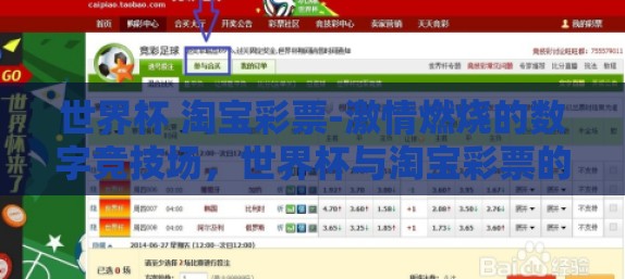 世界杯 淘宝彩票-激情燃烧的数字竞技场，世界杯与淘宝彩票的并行之旅