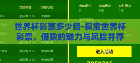 世界杯彩票多少倍-探索世界杯彩票，倍数的魅力与风险并存