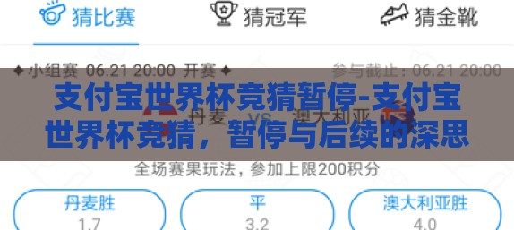 支付宝世界杯竞猜暂停-支付宝世界杯竞猜,暂停与后续的深思 支付宝世界杯竞猜暂停-支付宝世界杯竞猜,暂停与后续的深思